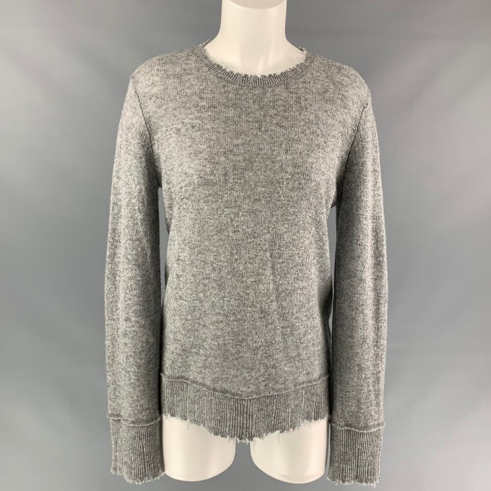 R13 Size S Grey Heather Distressed Cashmere Sweater